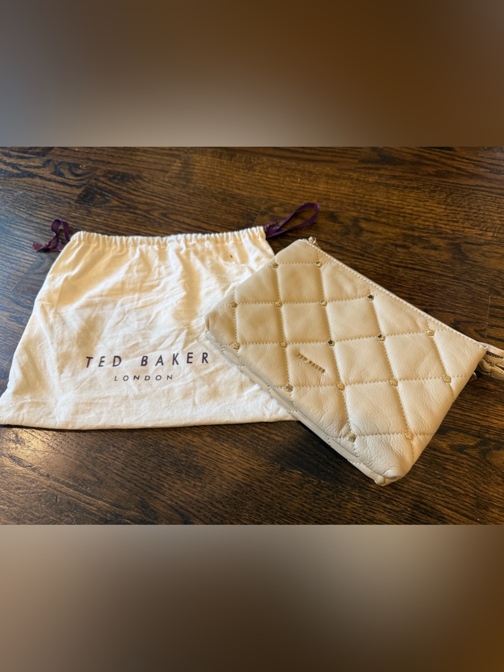 Ted Baker London Quilted Crossbody Bag in Cream. Dust bag INCLUDED with price!